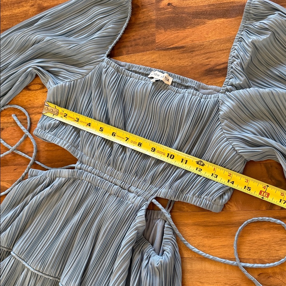Moon River Long Sleeve Blue Pleated Dress sz M - Picture 6 of 13